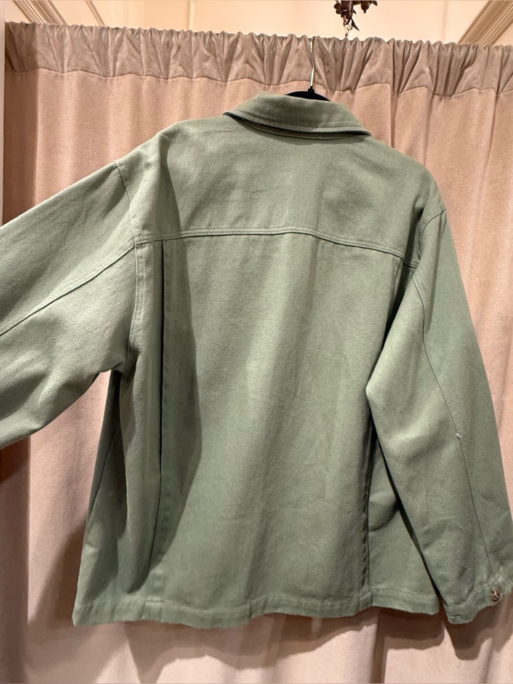 Light Green Button-Front Utility Jacket - Picture 10 of 12